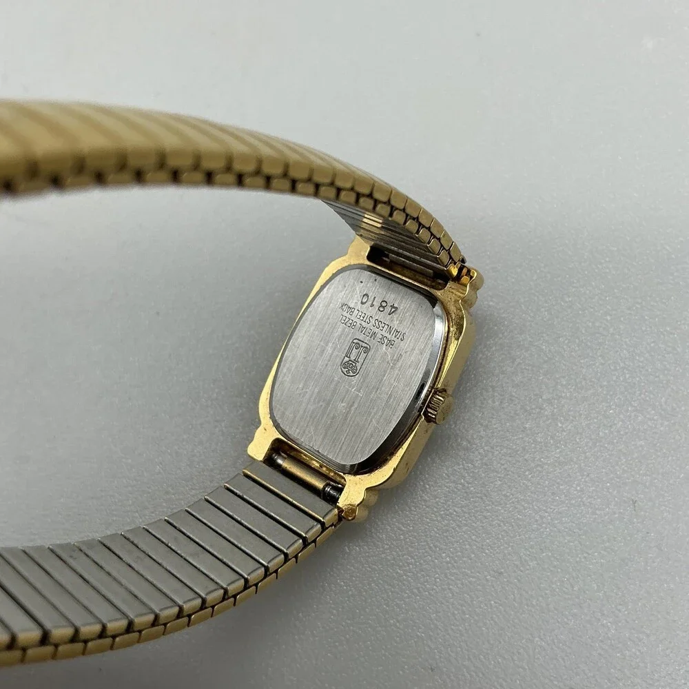 Jules Jurgensen Womens Watch 17mm Black Gold Tone Expansion Band New Battery